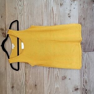 Lafayette 148 New York Mustard Yellow Silk Scoop Neck Knit Tank Size XXS NWT